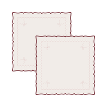 Embroidered Bow Napkins, Set of 2 - Burgundy